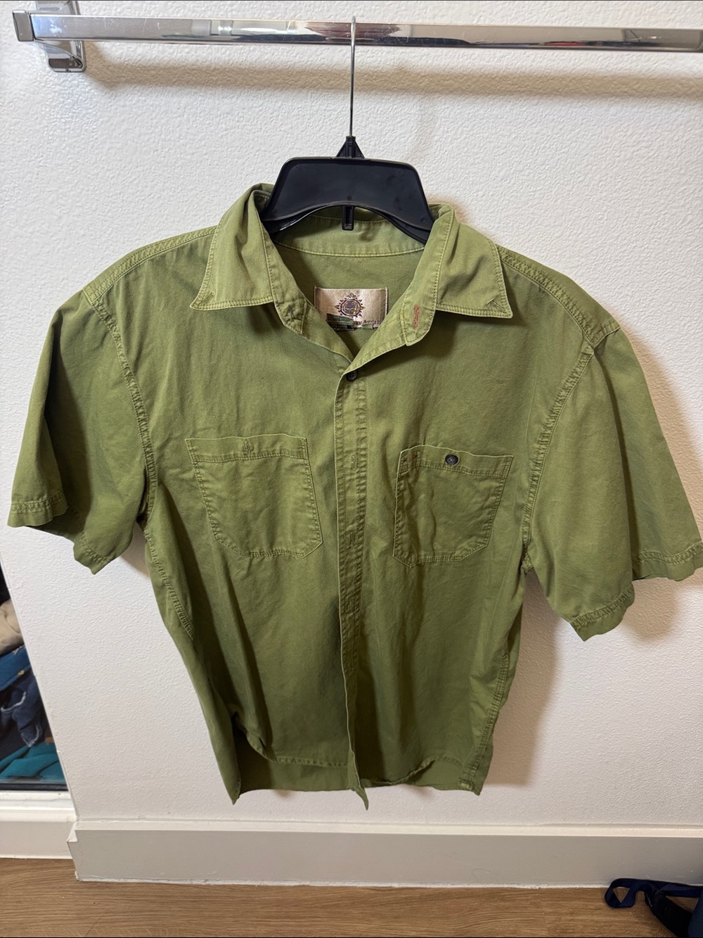 The Territory Ahead Olive Green Short-Sleeve Button-Down Shirt 100 cotton men’s
